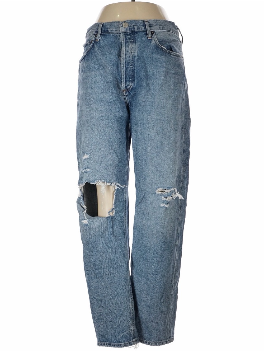 Agolde Light Blue Distressed Boyfriend Jeans